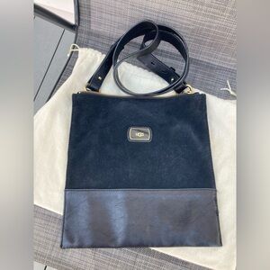 UGG Black Suede and Leather Two-Texture Shoulder Bag